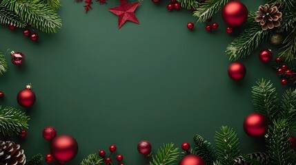 Merry Christmas sign banner frame with empty space and festive decoration