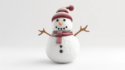Fototapeta premium Cute simple snowman statue on a white background