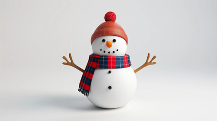 Cute simple snowman statue on a white background
