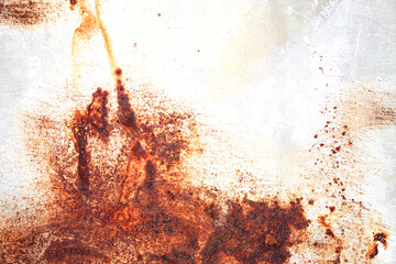 Rusty metal background with streaks of rust. Rust stains. The metal surface rusted spots. Rusty...