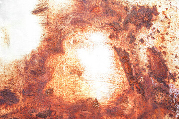 Rusty metal background with streaks of rust. Rust stains. The metal surface rusted spots. Rusty...