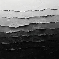 Modern Minimalist Artwork With Black and White Gradient Paint with a Lot of Texture. Abstract Background