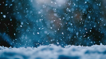 Obraz premium A snow-covered landscape with a blue sky in the background