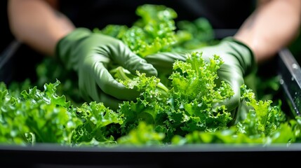 Farmers collect leafy greens in boxes, readying fresh produce for nearby markets and eateries