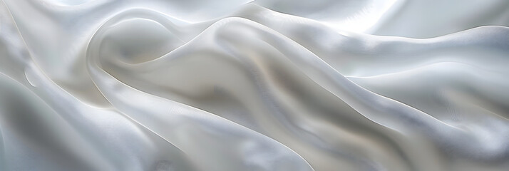 Closeup of a copy space image showcasing the delicate and textured ripples in a piece of white silk fabric