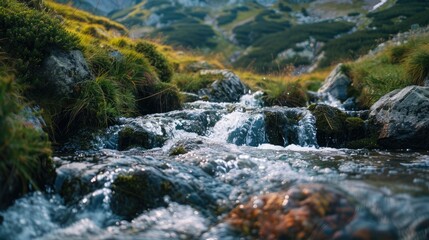 Clean water filled mountain stream