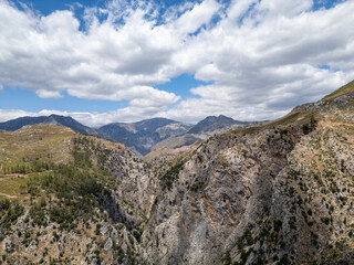 Top View Aerial Photo from Drone of Canyon Range in Arid Wilderness Landscape.