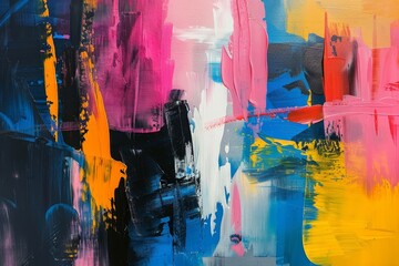 Experience the creativity of abstract painting with bold strokes and vivid hues