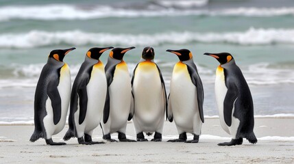 Obraz premium Harmonious display of unity in diversity with a group of penguins standing together