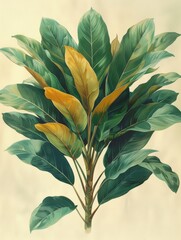 leaves on beige background