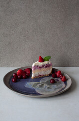 cheesecake with strawberries on a plate