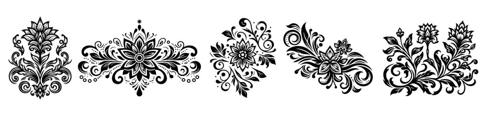 vector illustrations of decorative floral ornaments