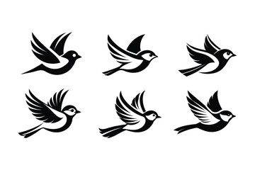 set of birds icons on white background vector illustration