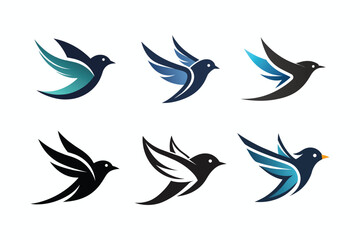 set of birds logo icons on white background | vector illustration