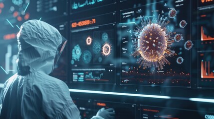 AI in public health analyzing epidemic patterns, interactive health dashboards.