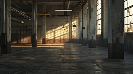 Concealed lighting enhancing architectural features of a factory.