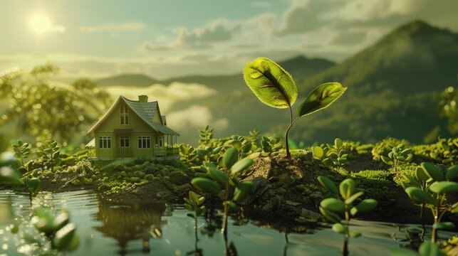 Green mortgage products launch, financial advisors and clients, bank.