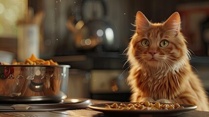 Obraz premium Cat nutrition consultation, specialized diets, detailed charts, concerned cat owners.
