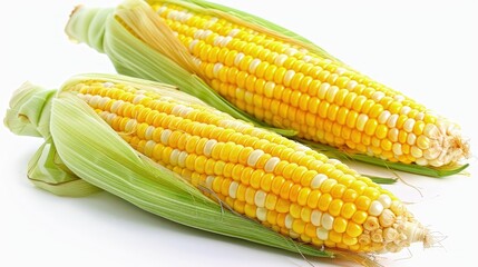 Sweet yellow corn, husks peeled back, farm fresh.