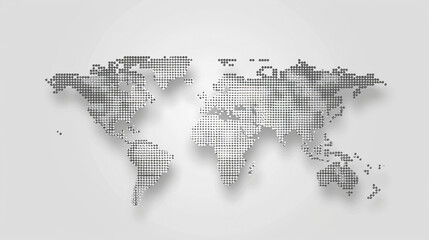 world map on a gray background in the form of dots