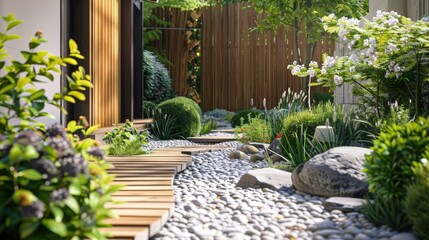 3D-printed landscaping elements customizing outdoor spaces.