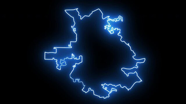 map of San Jose in California with a blue glowing neon effect