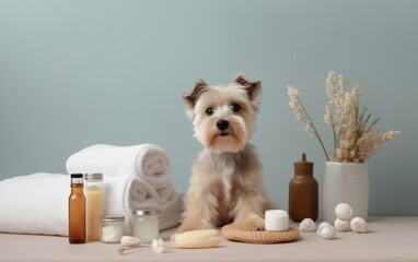 pet spa, light background, minimalism, photo 