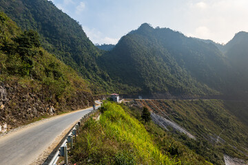 Ha Giang spectacular landscape in Vietnam. Ha Giang Loop tour route scenery in North Vietnam 