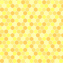 Yellow seamless honeycomb pattern. Vector concept of honey texture. Artistic background template.