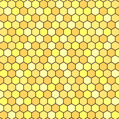 Yellow seamless honeycomb pattern. Vector concept of honey texture. Artistic background template.