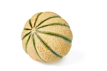 Yellow cantaloupe melon on white background