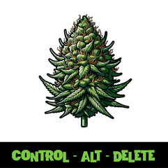Vector Illustrated Control - Alt - Delete Cannabis Bud Strain Cartoon