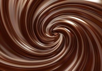 Photo of brown sweet melted chocolate swirl
