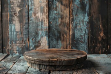 Fototapeta premium Background for products cosmetics, food or jewellery. Rustic wood pieces podium. Front view 