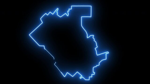 map of Temecula in California with a blue glowing neon effect