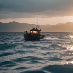 Obraz premium boat in the sunset
