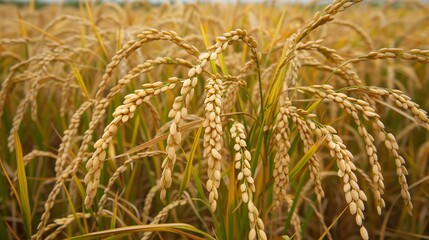Obraz premium Rice in a field ready to be harvested