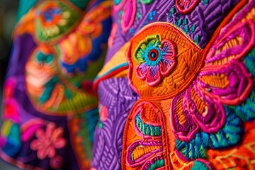 Naklejka premium Molas from Panama Kuna Islands Bright Colorful Birds