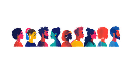 Colorful illustration of diverse people's profiles promoting inclusion