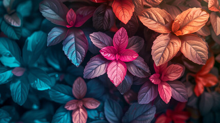 A close up of a bunch of colorful flowers with a blue background