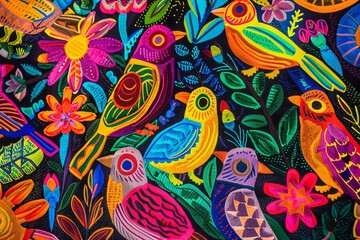 Molas from Panama Kuna Islands Bright Colorful Birds