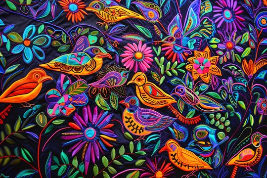 Molas from Panama Kuna Islands Bright Colorful Birds