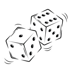Pair of dice to gamble or gambling in craps line art vector icon for casino apps and websites