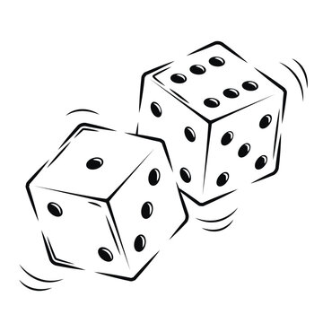 recommend clip art: Pair of dice to gamble or gambling in craps line art vector icon for casino apps and websites