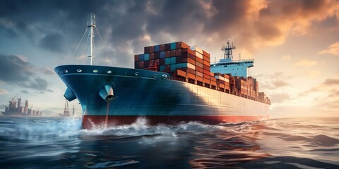 Enhancing International Commerce Through Global Shipping Logistics for Cargo Transportation by Ship. Concept Global Shipping Logistics, Cargo Transportation, International Commerce, Shipments
