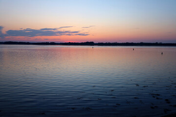 View of the sunset over the sea in summer 