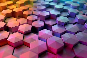 Vibrant Abstract 3D Hexagon Mosaic with Gradient Colors and Shadows