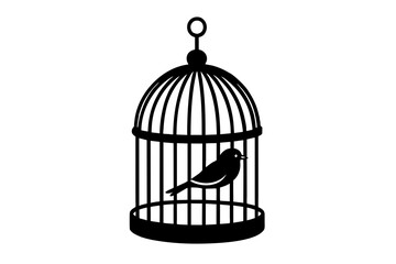 bird cage silhouette vector illustration