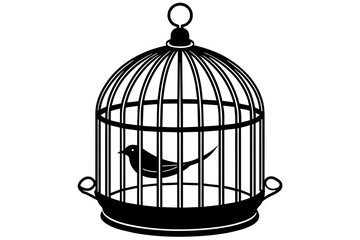 bird cage silhouette vector illustration