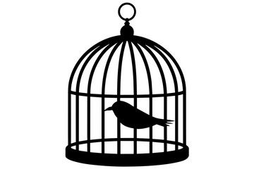 bird cage silhouette vector illustration